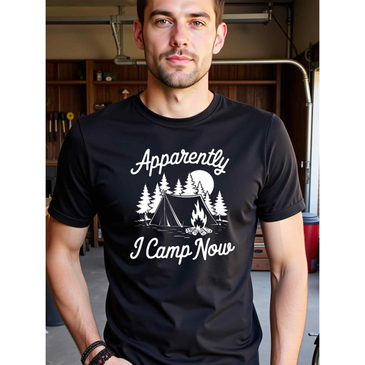 natee local warehouse clearance Apparantly I Camp Now - Camping Enthusiast Tee, 男t, 男t
