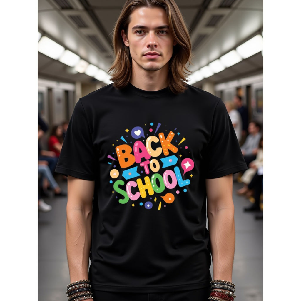 natee local warehouse clearance Back to School Fun Graphic Tee for Adults, 100% Cotton Fabric,Crew Neck,Short Sleeve,Regular Fit,All-season casual wear for man and teens-perfect for running, hiking, the beach, and parties Christian festival Thanksgiving D