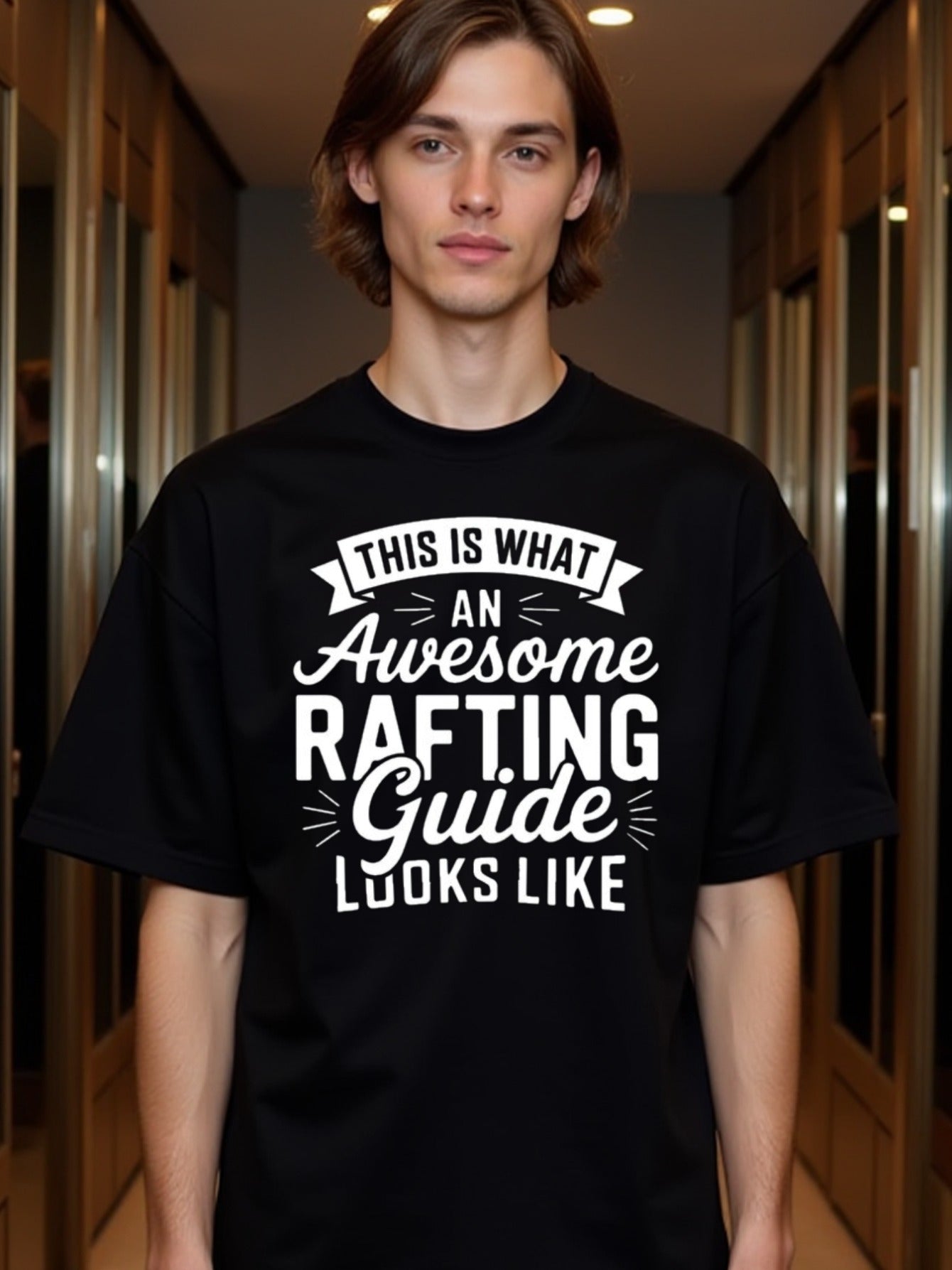 natee local warehouse clearance Awesome Rafting Guide: Bold Typography T-shirt, man's T-Shirt,100% Cotton Fabric,Crew Neck,Short Sleeve,Regular Fit,All-Season Casual Wear,180gsm-Ideal for Valentines Christian festival Thanksgiving Day,