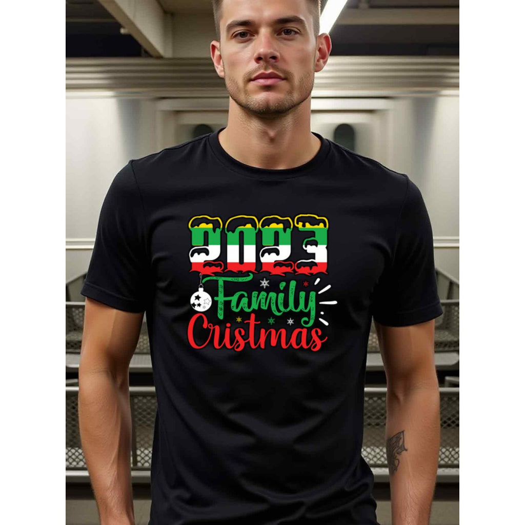 natee local warehouse clearance 2023 Family Christmas T-shirt - Festive Holiday Design, 男t, 男t