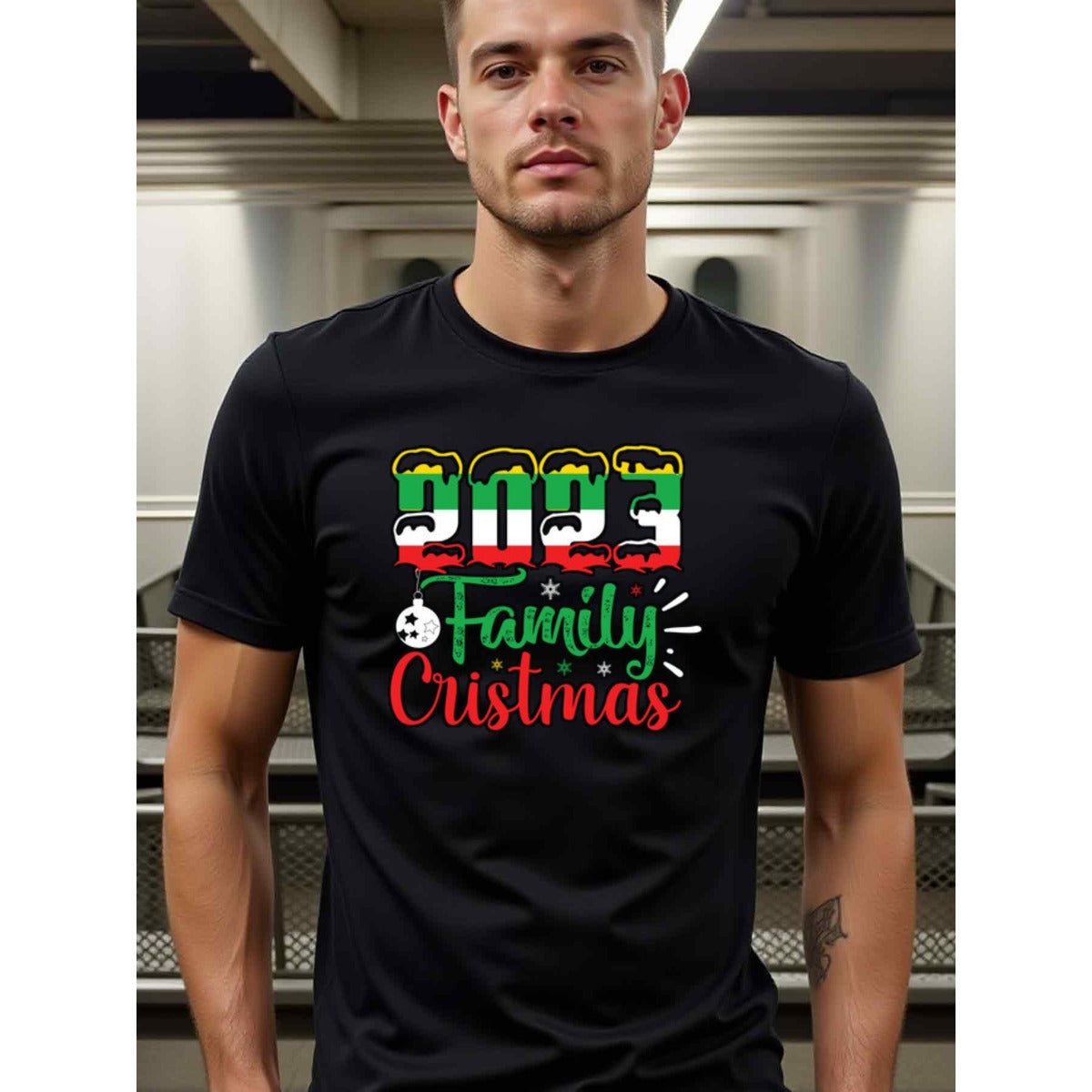 natee local warehouse clearance 2023 Family Christmas T-shirt - Festive Holiday Design, 男t, 男t