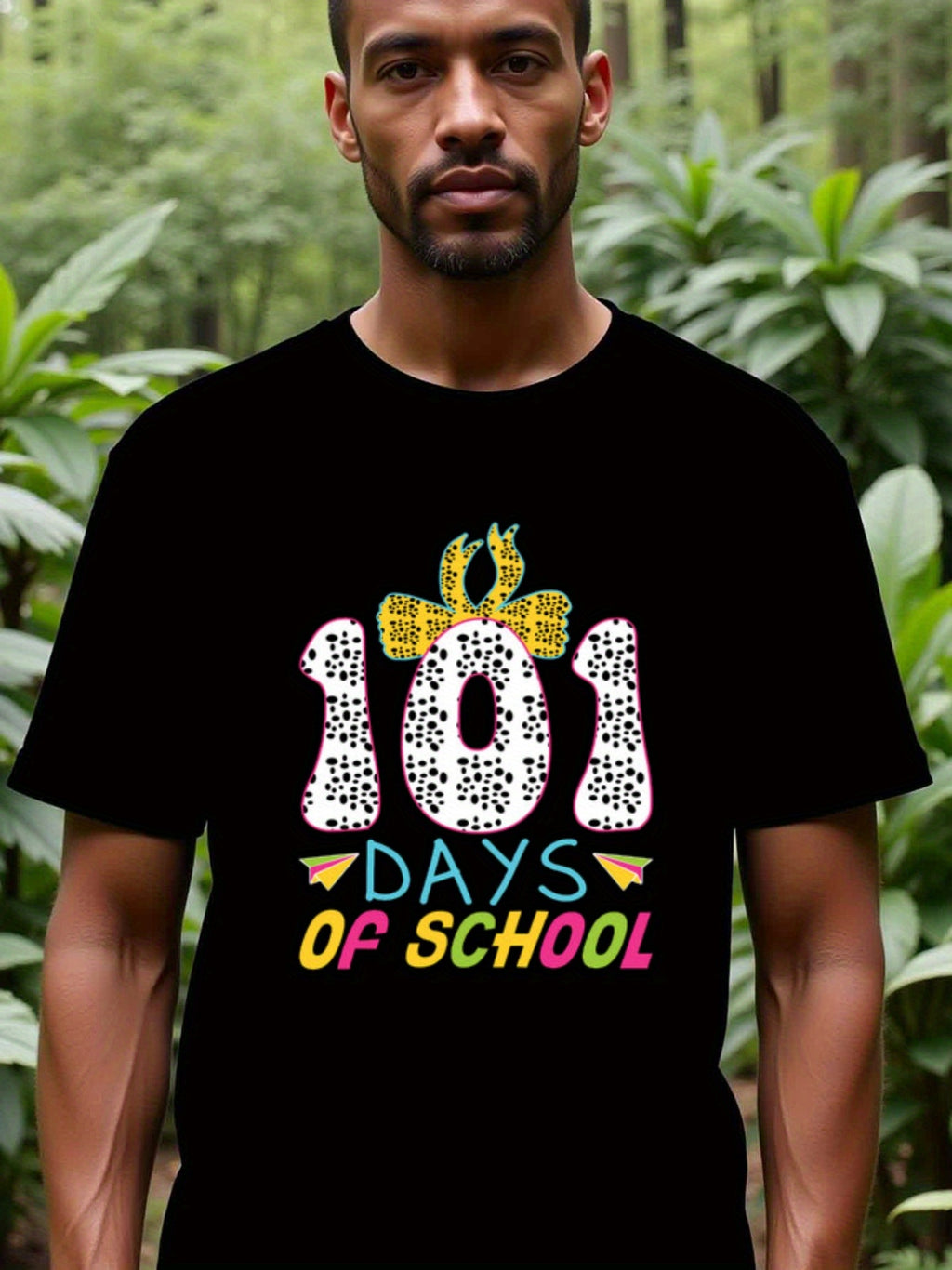 natee local warehouse clearance 101 Days of School Dalmatian Print T-shirt, man's T-Shirt,100% Cotton Fabric,Crew Neck,Short Sleeve,Regular Fit,All-Season Casual Wear,180gsm-Ideal for Valentines Christian festival Thanksgiving Day, 男t