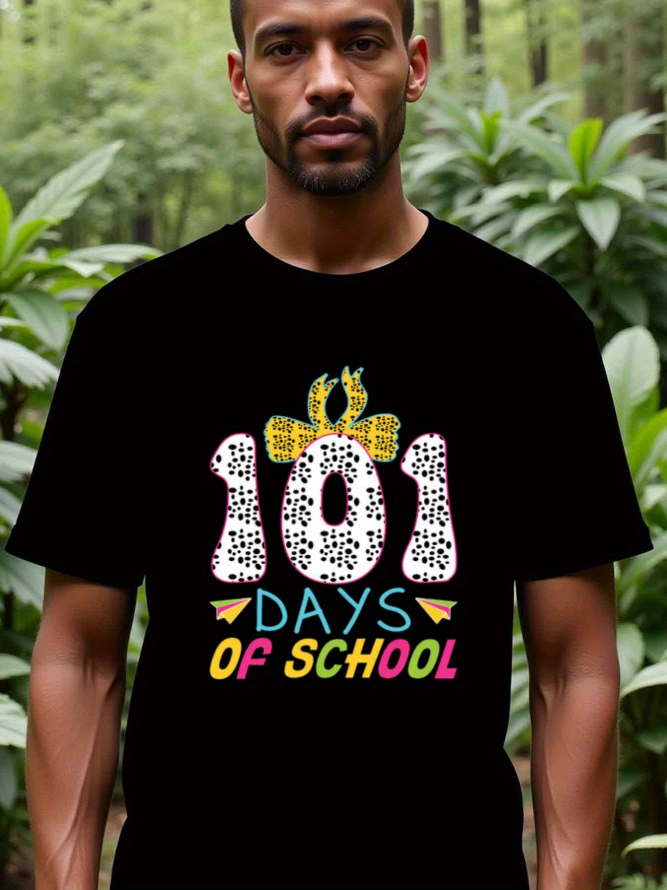 natee local warehouse clearance 101 Days of School Dalmatian Print T-shirt, man's T-Shirt,100% Cotton Fabric,Crew Neck,Short Sleeve,Regular Fit,All-Season Casual Wear,180gsm-Ideal for Valentines Christian festival Thanksgiving Day, 男t