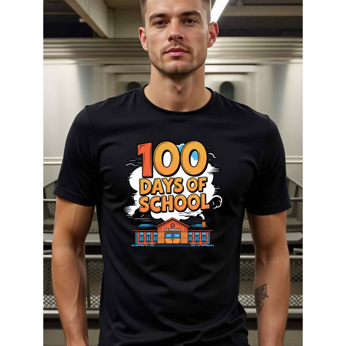 natee local warehouse clearance 100 Days of School Celebration T-shirt, 男t, 男t
