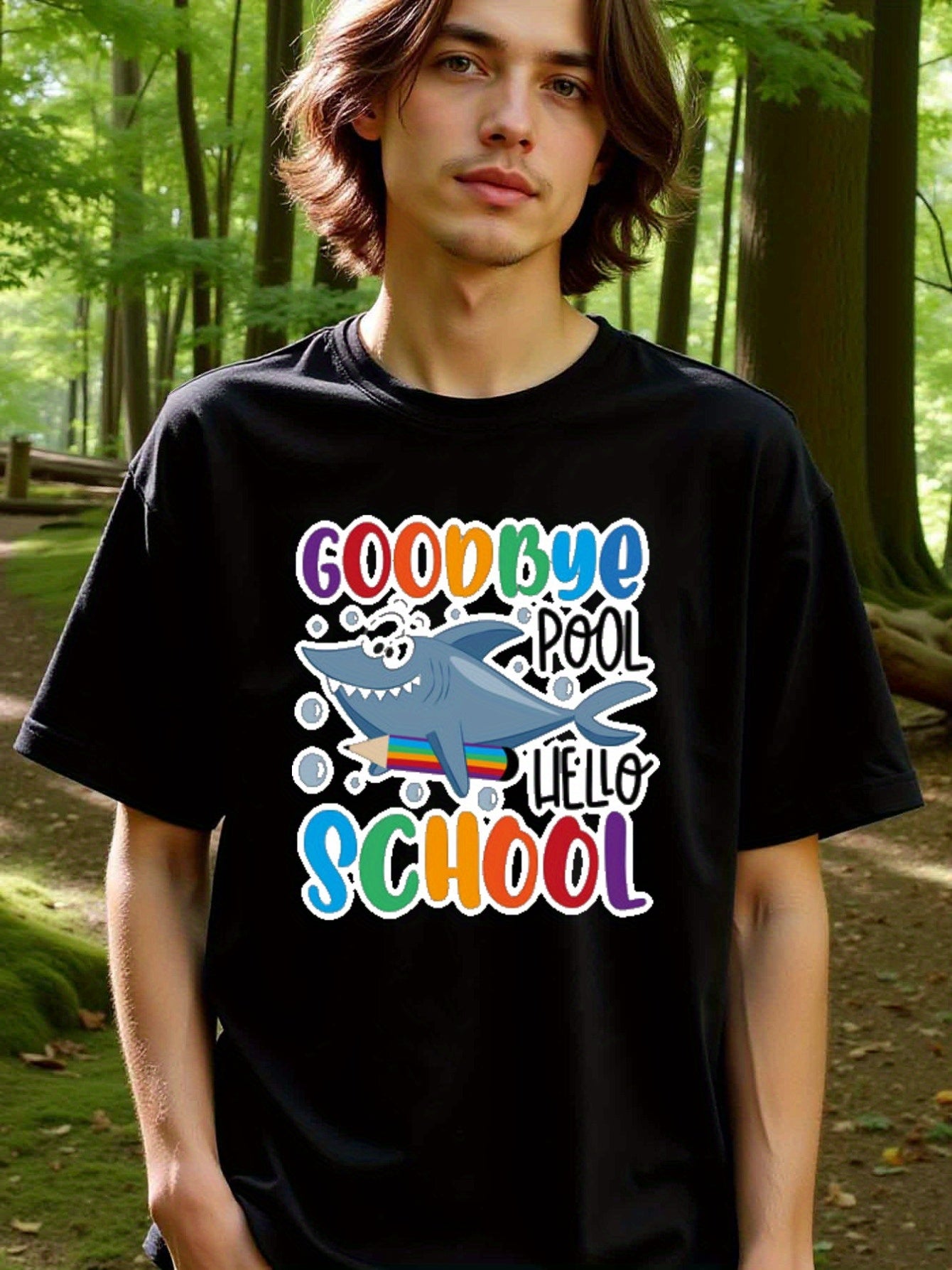 natee local warehouse clearance Back-to-school Shark Graphic Tee for Kids, man's T-Shirt,100% Cotton Fabric,Crew Neck,Short Sleeve,Regular Fit,All-Season Casual Wear,180gsm-Ideal for Valentines Christian festival Thanksgiving Day, 男t