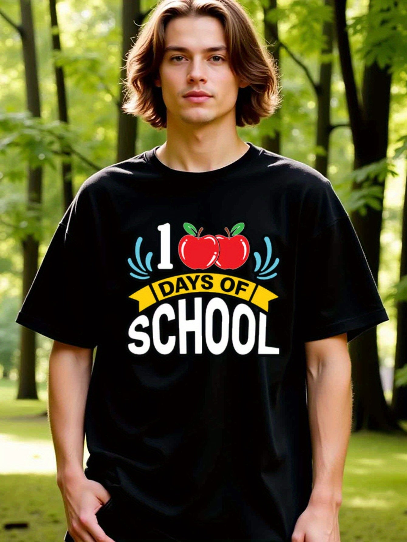 natee local warehouse clearance 100 Days of School Teacher Appreciation T-shirt, 100% Cotton Fabric,Crew Neck,Regular Fit,Weekend Casual Wear,180gsm Family Friends Christian festival Thanksgiving Day, 男t
