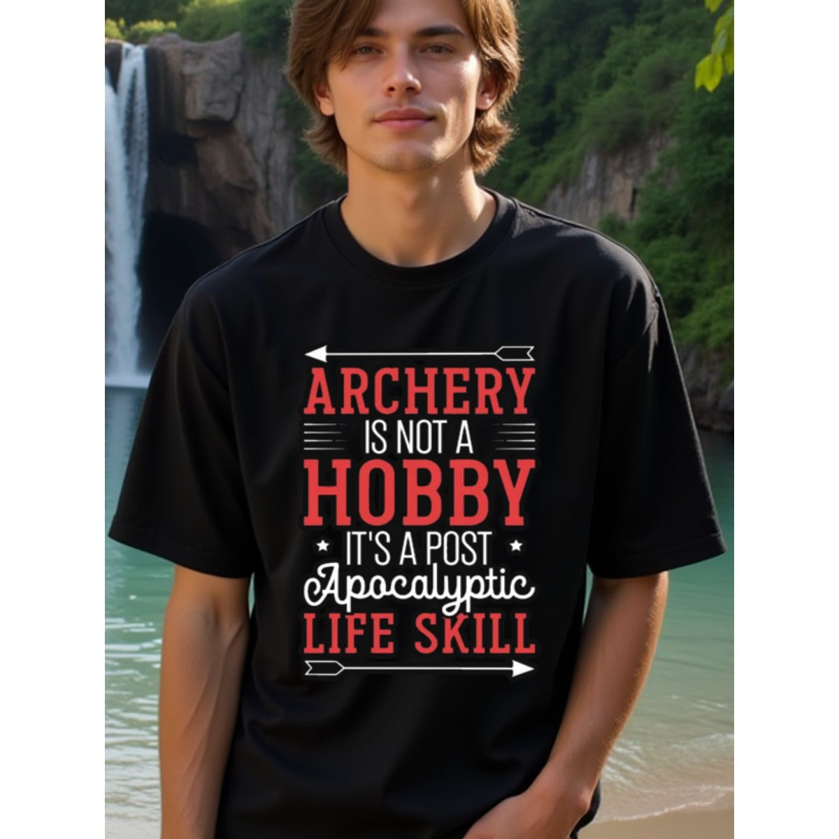 natee local warehouse clearance Archery: Post-apocalyptic Survival Life Skill T-shirt, man's T-Shirt,100% Cotton Fabric,Crew Neck,Short Sleeve,Regular Fit,All-Season Casual Wear,180gsm-Ideal for Valentines Christian festival Thanksgiving Day, 男t