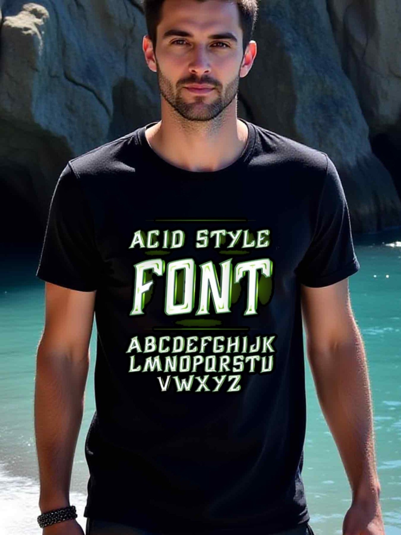 natee local warehouse clearance Acid Style Font T-shirt - Unique Lettering Design, man's T-Shirt,100% Cotton Fabric,Crew Neck,Short Sleeve,Regular Fit,All-Season Casual Wear,180gsm-Ideal for Valentines Christian festival Thanksgiving Day, 男t