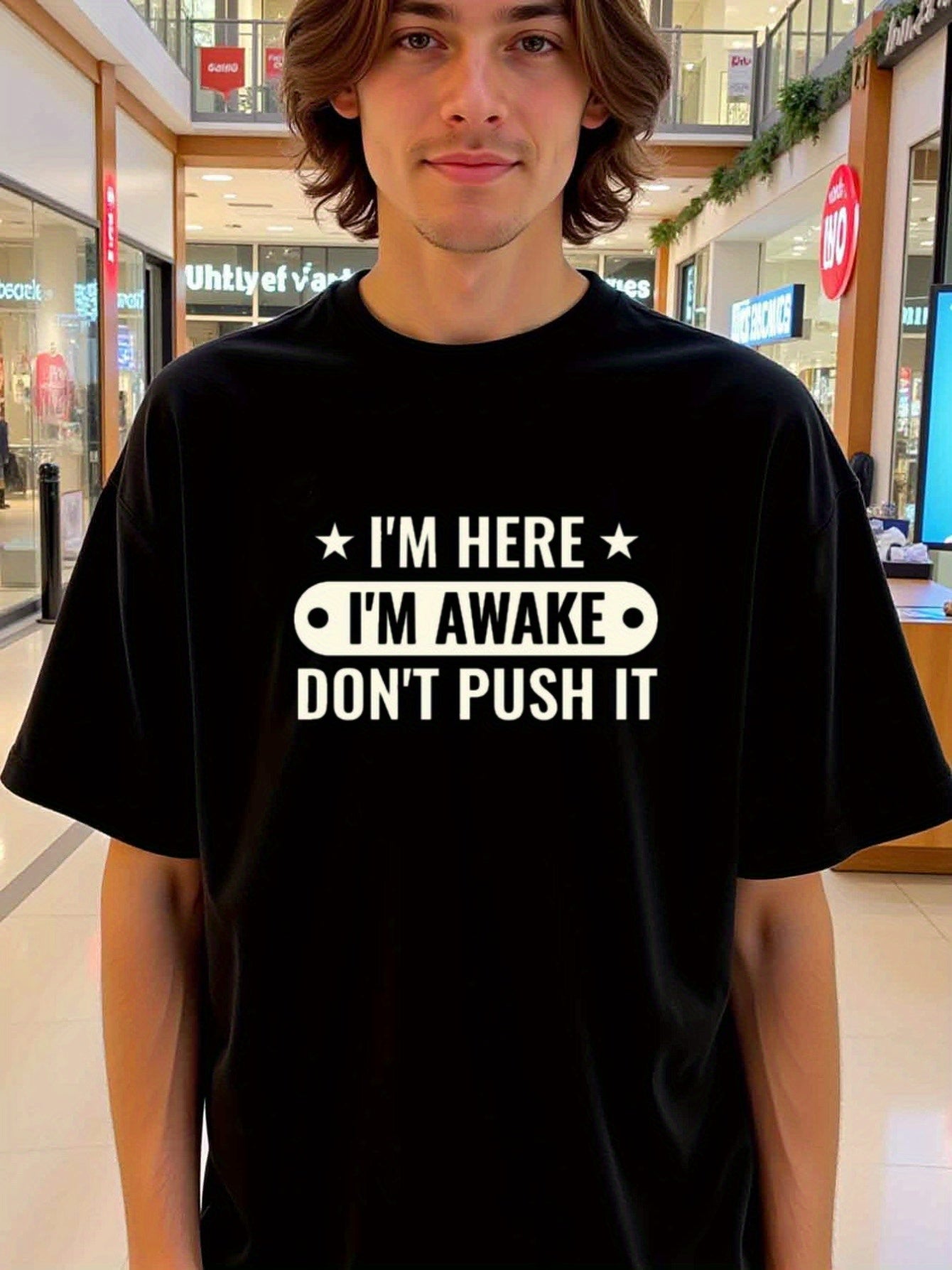 natee local warehouse clearance Awake and Ready: Humorous T-shirt for Lazy Mornings, man's T-Shirt,100% Cotton Fabric,Crew Neck,Short Sleeve,Regular Fit,All-Season Casual Wear,180gsm-Ideal For Summer Holiday Gift,