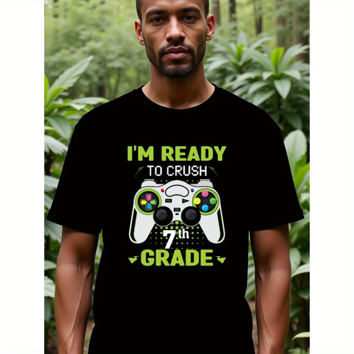natee local warehouse clearance Back-to-school Gamer: Crush 7th Grade T-shirt, 100% Cotton Fabric,Crew Neck,Regular Fit,Weekend Casual Wear,180gsm Family Friends Christian festival Thanksgiving Day, 男t