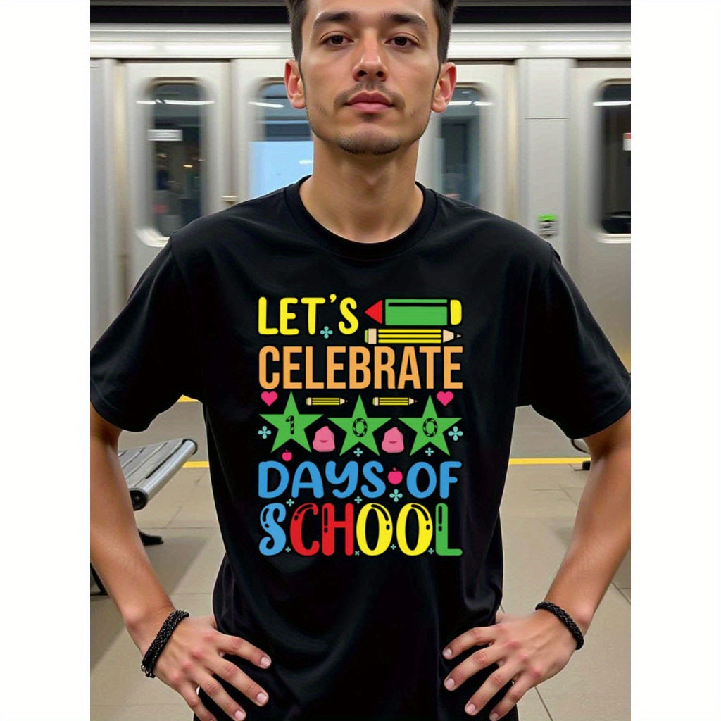 natee local warehouse clearance 100 Days of School Celebration T-shirt, 男t, 男t