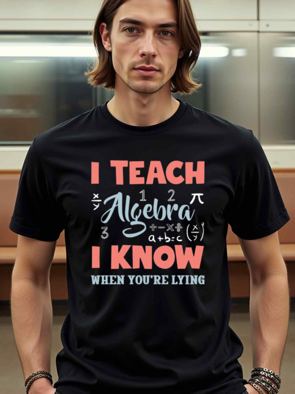 natee local warehouse clearance Algebra Teacher Humor: I Know When You're Lying, 100% Cotton Fabric,Crew Neck,Regular Fit,Weekend Casual Wear,180gsm Family Friends Christian festival Thanksgiving Day, 男t