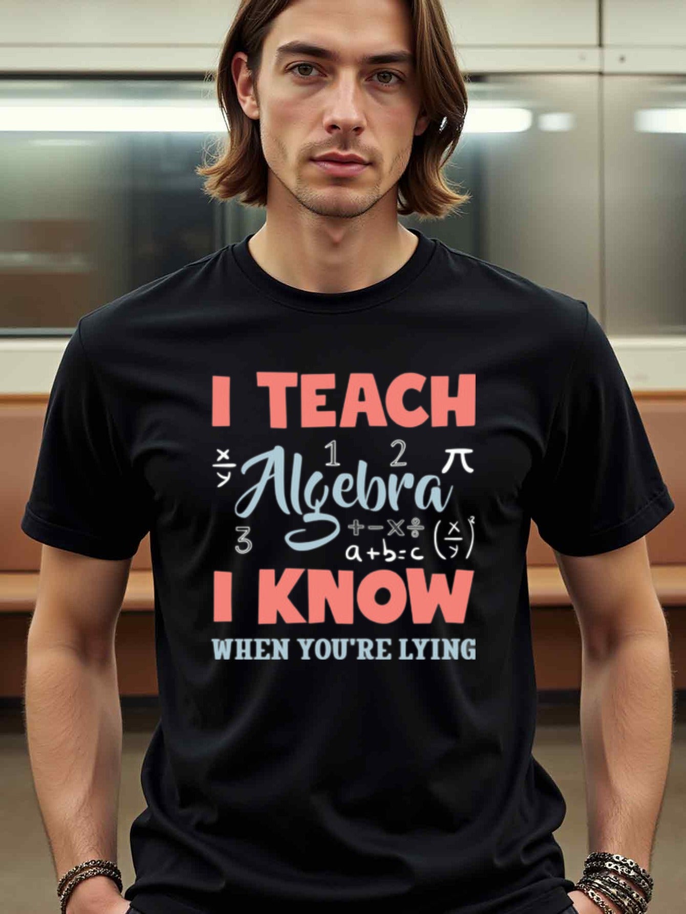 natee local warehouse clearance Algebra Teacher Humor: I Know When You're Lying, 100% Cotton Fabric,Crew Neck,Regular Fit,Weekend Casual Wear,180gsm Family Friends Christian festival Thanksgiving Day, 男t
