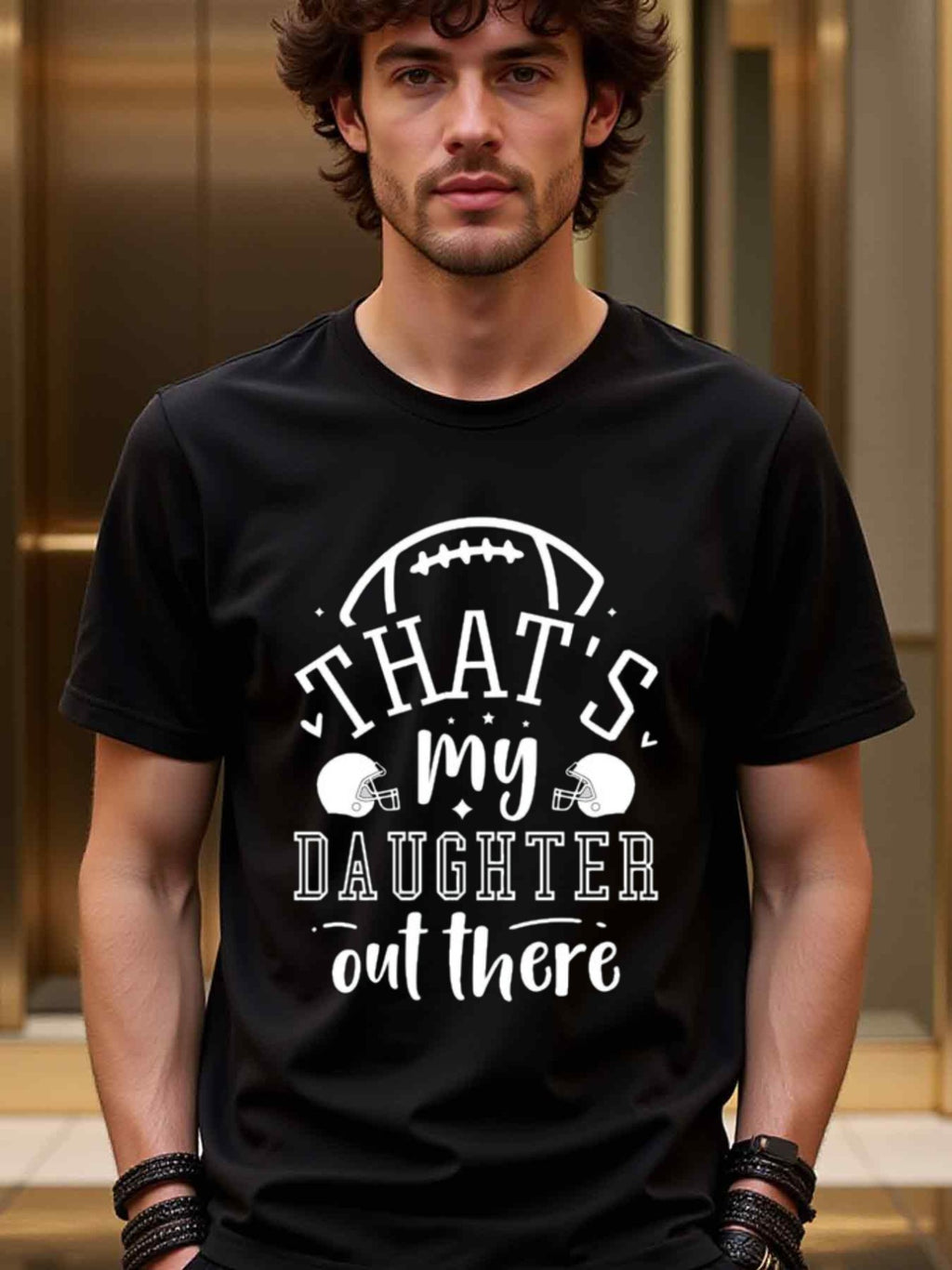 natee local warehouse clearance Supportive Dad Football Tee: That's My Daughter Out There, 100% Cotton Fabric,Crew Neck,Regular Fit,Weekend Casual Wear,180gsm Family Friends Christian festival Thanksgiving Day,