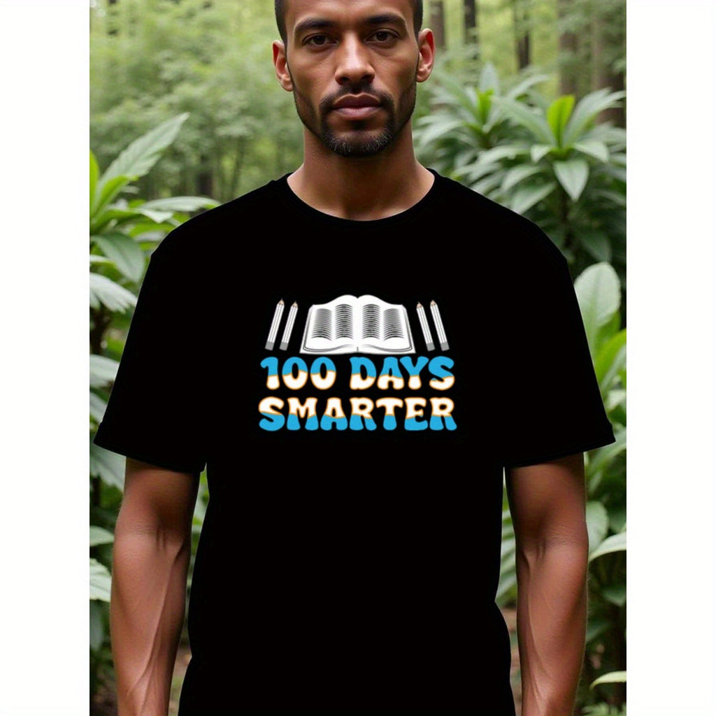 natee local warehouse clearance 100 Days Smarter: Celebrate 100th Day of School with This Fun T-shirt!, 100% Cotton Fabric,Crew Neck,Short Sleeve,Regular Fit,All-season casual wear for man and teens-perfect for running, hiking, the beach, and parties Chri