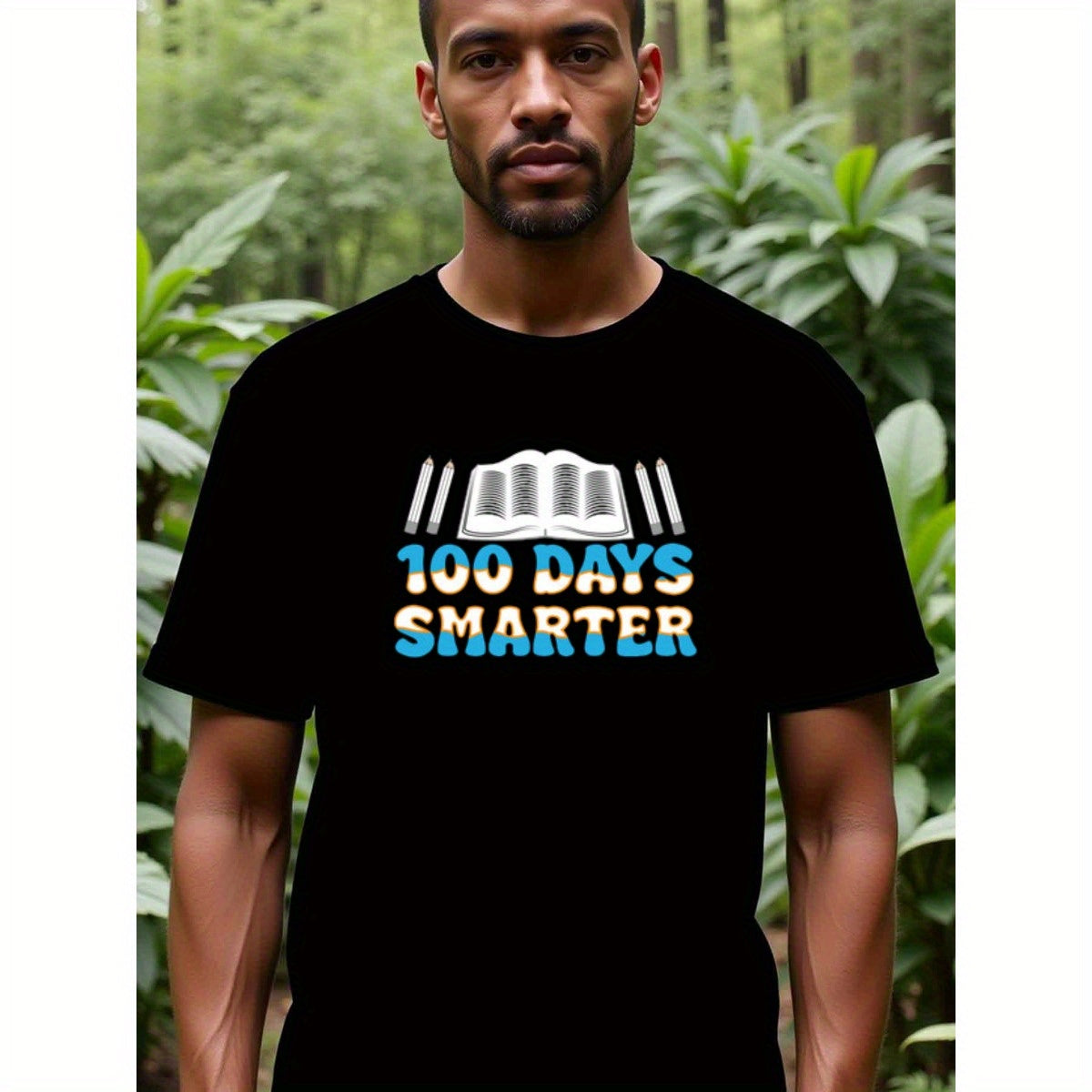 natee local warehouse clearance 100 Days Smarter: Celebrate 100th Day of School with This Fun T-shirt!, 100% Cotton Fabric,Crew Neck,Short Sleeve,Regular Fit,All-season casual wear for man and teens-perfect for running, hiking, the beach, and parties Chri
