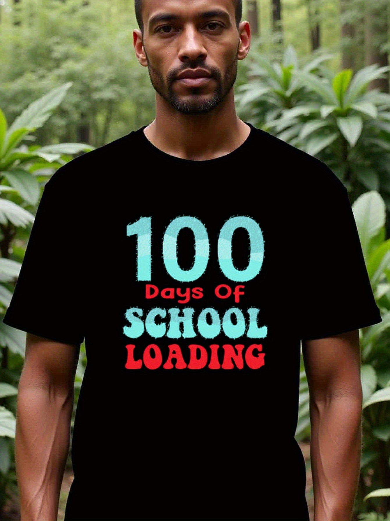 natee local warehouse clearance 100 Days of School Loading - Funny 100th Day Teacher T-shirt, man's T-Shirt,100% Cotton Fabric,Crew Neck,Short Sleeve,Regular Fit,All-Season Casual Wear,180gsm-Ideal for Valentines Christian festival Thanksgiving Day, 男t