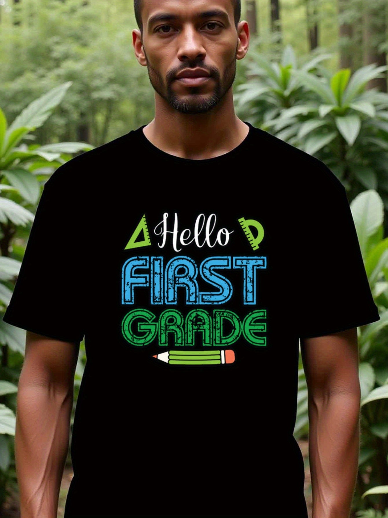 natee local warehouse clearance Back to School: Hello First Grade Teacher T-shirt, 100% Cotton Fabric,Crew Neck,Short Sleeve,Regular Fit,All-season casual wear for man and teens-perfect for running, hiking, the beach, and parties Christian festival Thanks