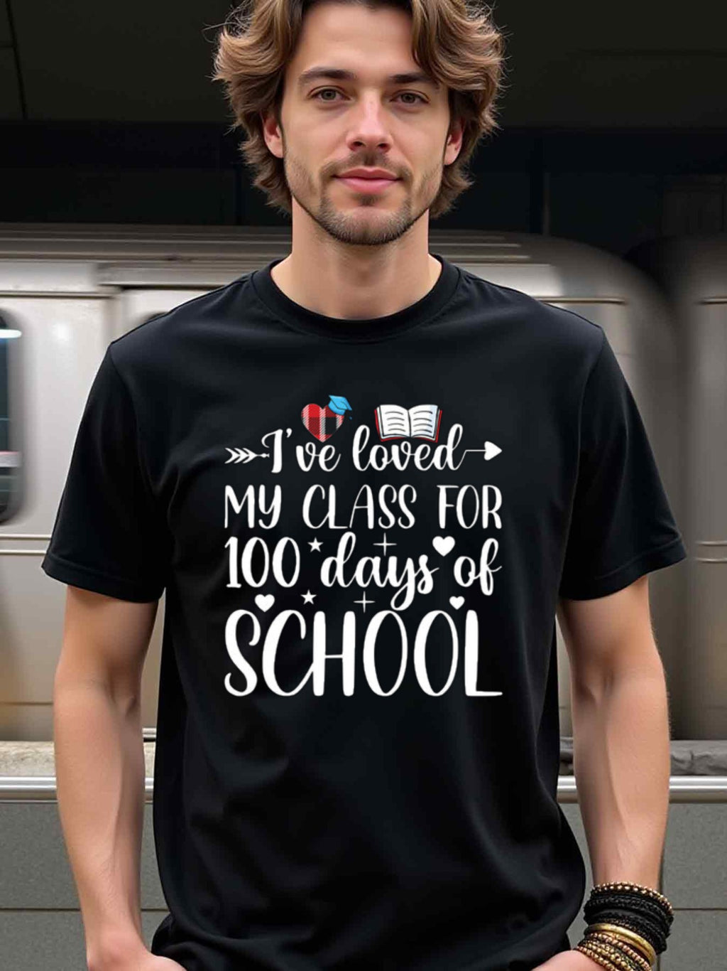 natee local warehouse clearance 100 Days of School Teacher Appreciation T-shirt, 男t, 男t