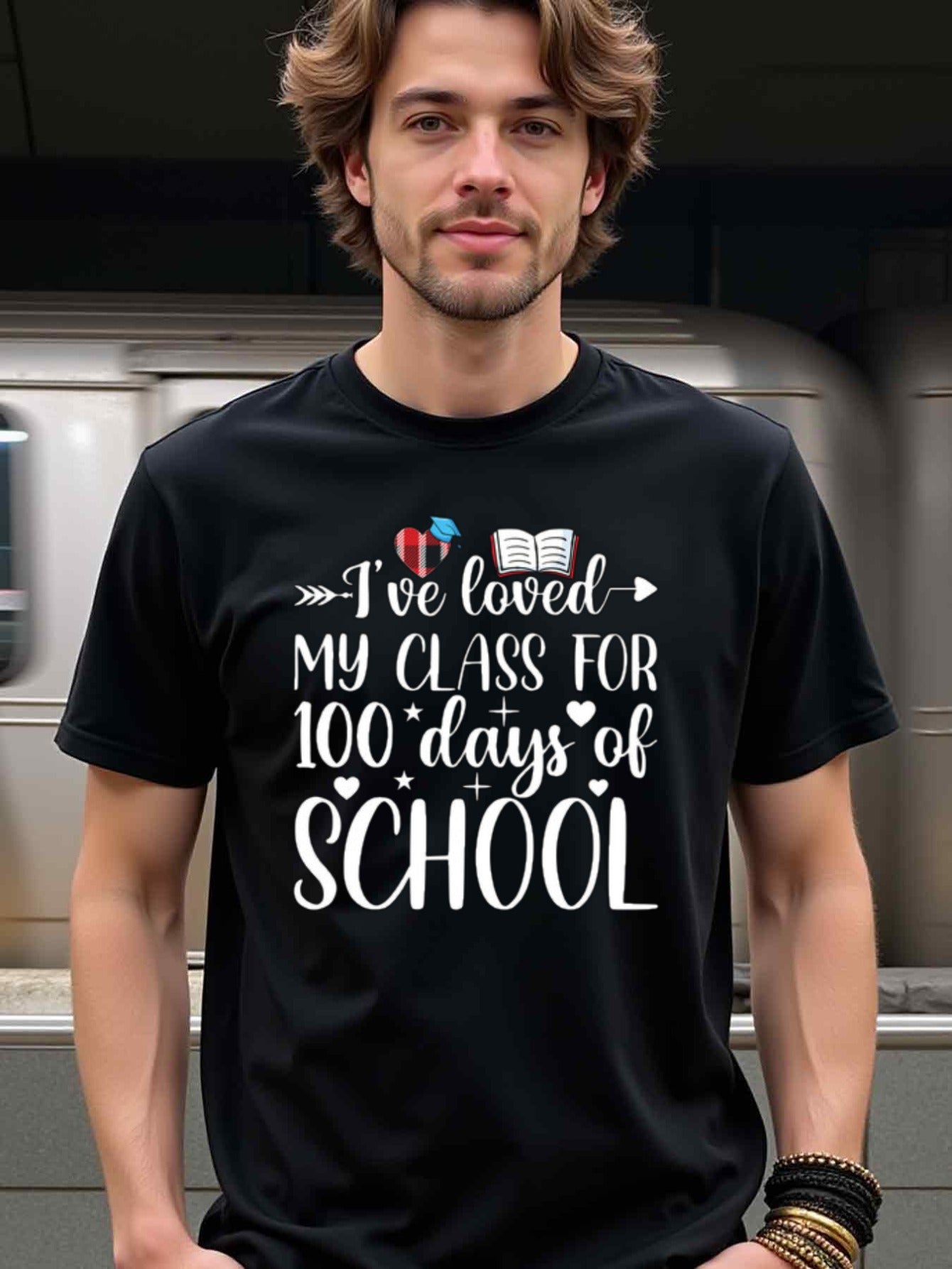 natee local warehouse clearance 100 Days of School Teacher Appreciation T-shirt, 男t, 男t