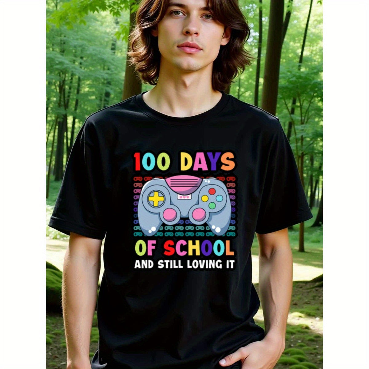 natee local warehouse clearance 100 Days of School Gamer Shirt - Fun 100th Day of School Gift, 100% Cotton Fabric,Crew Neck,Short Sleeve,Regular Fit,All-season casual wear for man and teens-perfect for running, hiking, the beach, and parties Christian fes