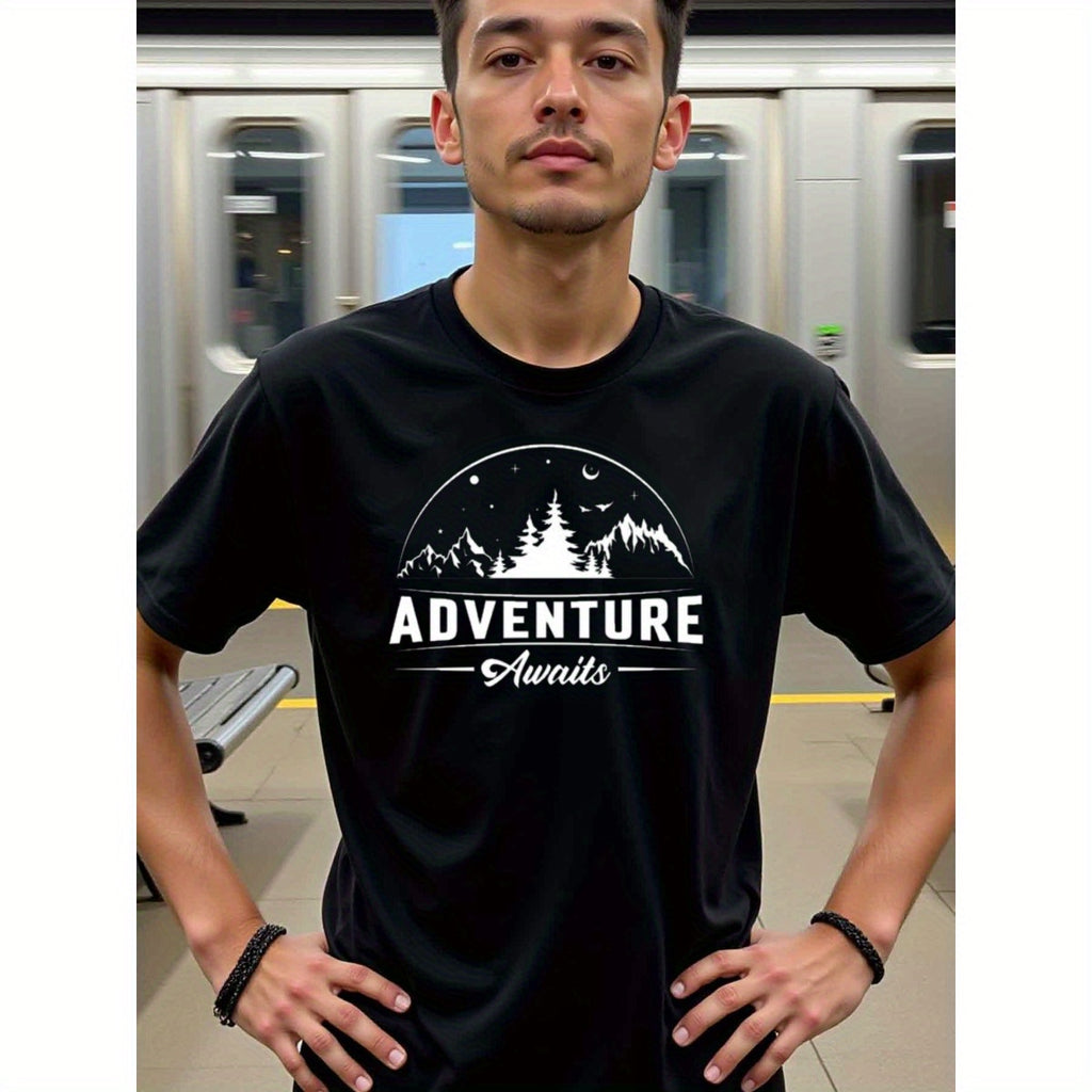natee local warehouse clearance Adventure Awaits: Explore the World with Style, man's T-Shirt,100% Cotton Fabric,Crew Neck,Short Sleeve,Regular Fit,All-Season Casual Wear,180gsm-Ideal For Summer Holiday Gift, 男t