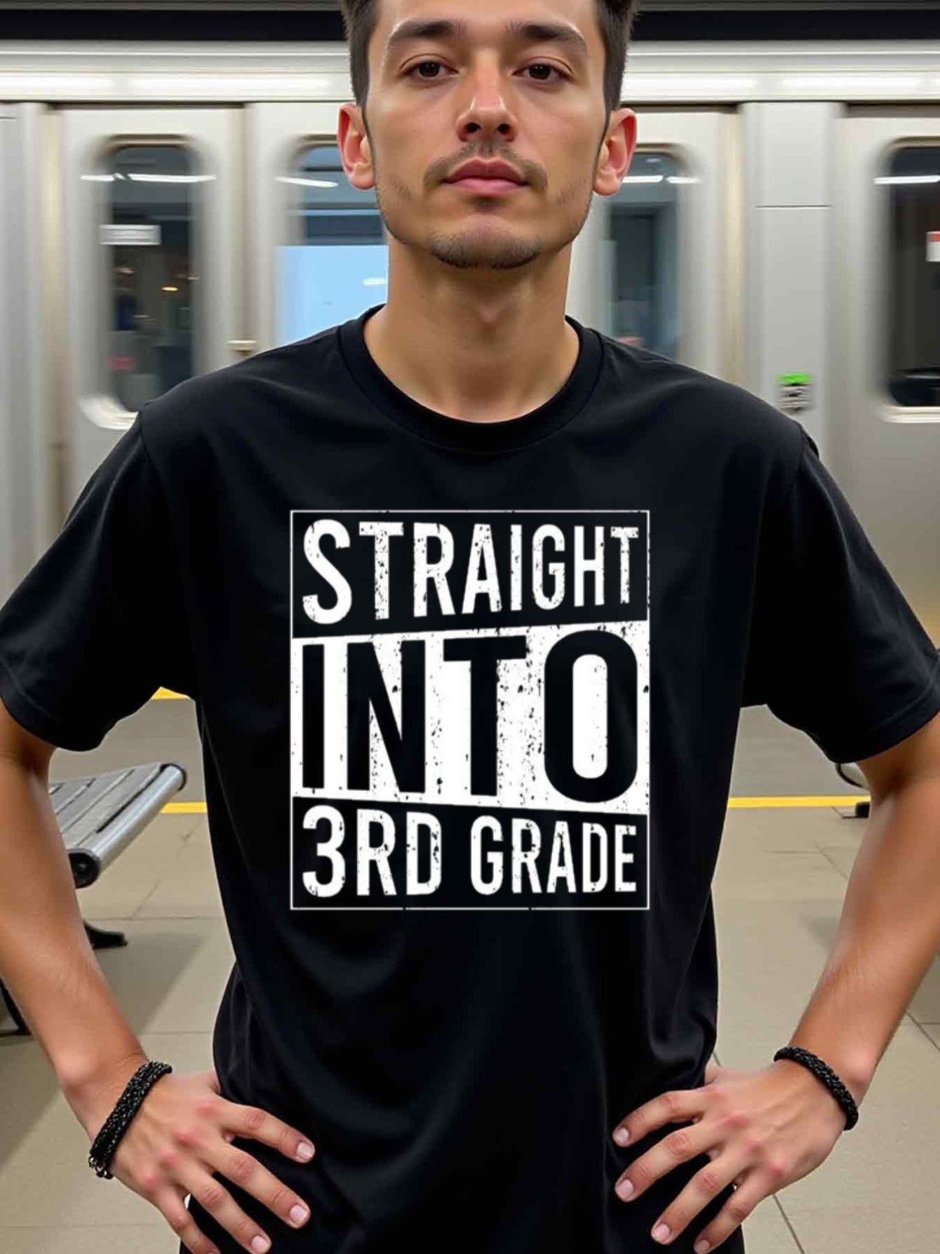 natee local warehouse clearance Back-to-school Straight Into 3rd Grade T-shirt, 男t, 男t