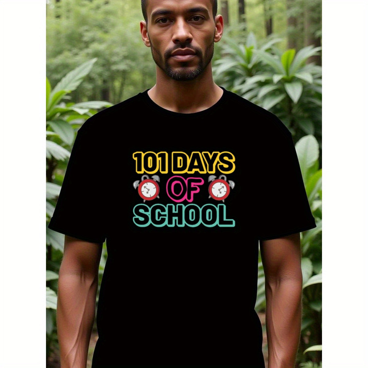 natee local warehouse clearance 101 Days of School - Celebrate Milestone with Style!, 100% Cotton Fabric,Crew Neck,Regular Fit,Weekend Casual Wear,180gsm Family Friends Christian festival Thanksgiving Day, 男t