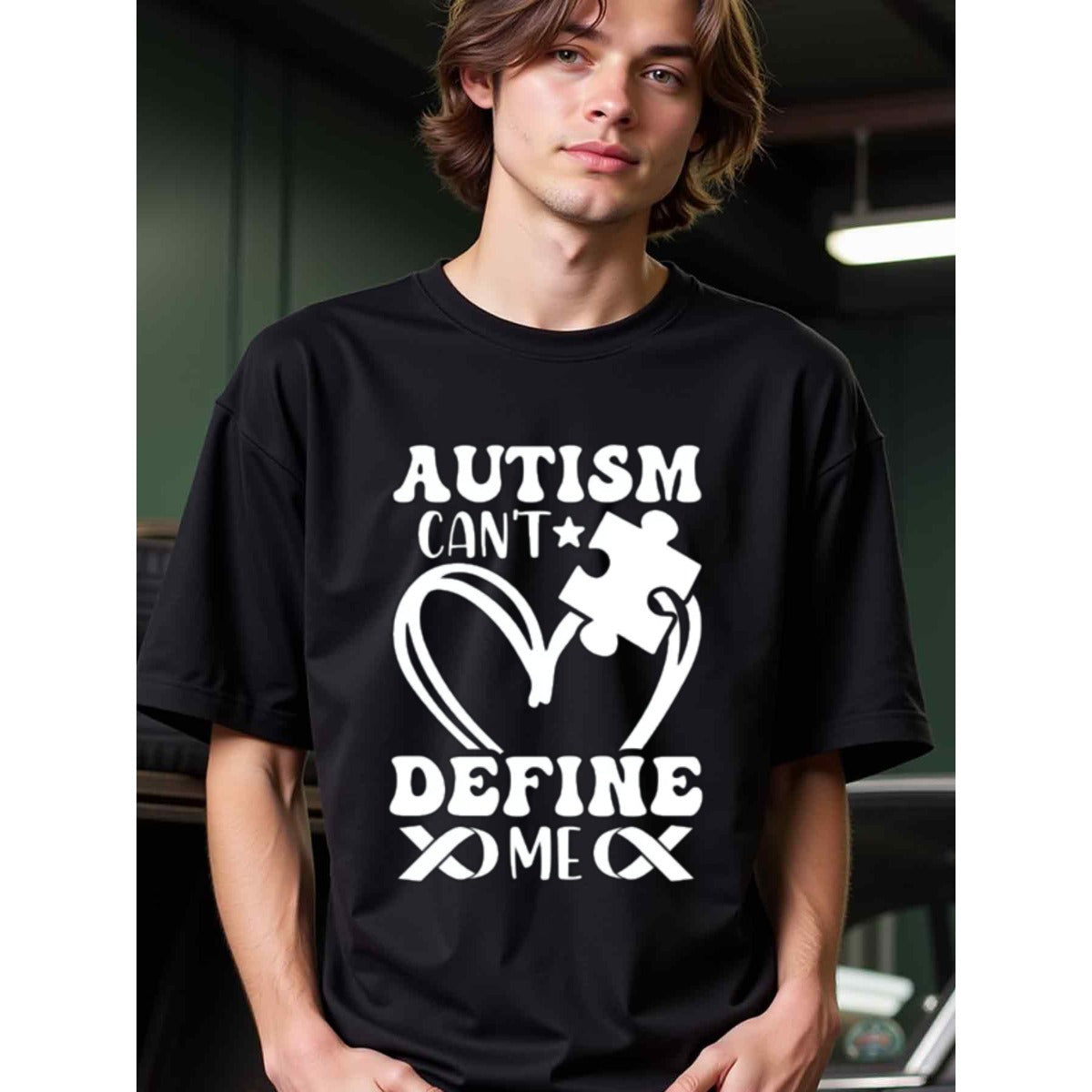 natee local warehouse clearance Autism Awareness: Autism Can't Define Me T-shirt, 100% Cotton Fabric,Crew Neck,Regular Fit,Weekend Casual Wear,180gsm Family Friends Christian festival Thanksgiving Day, 男t