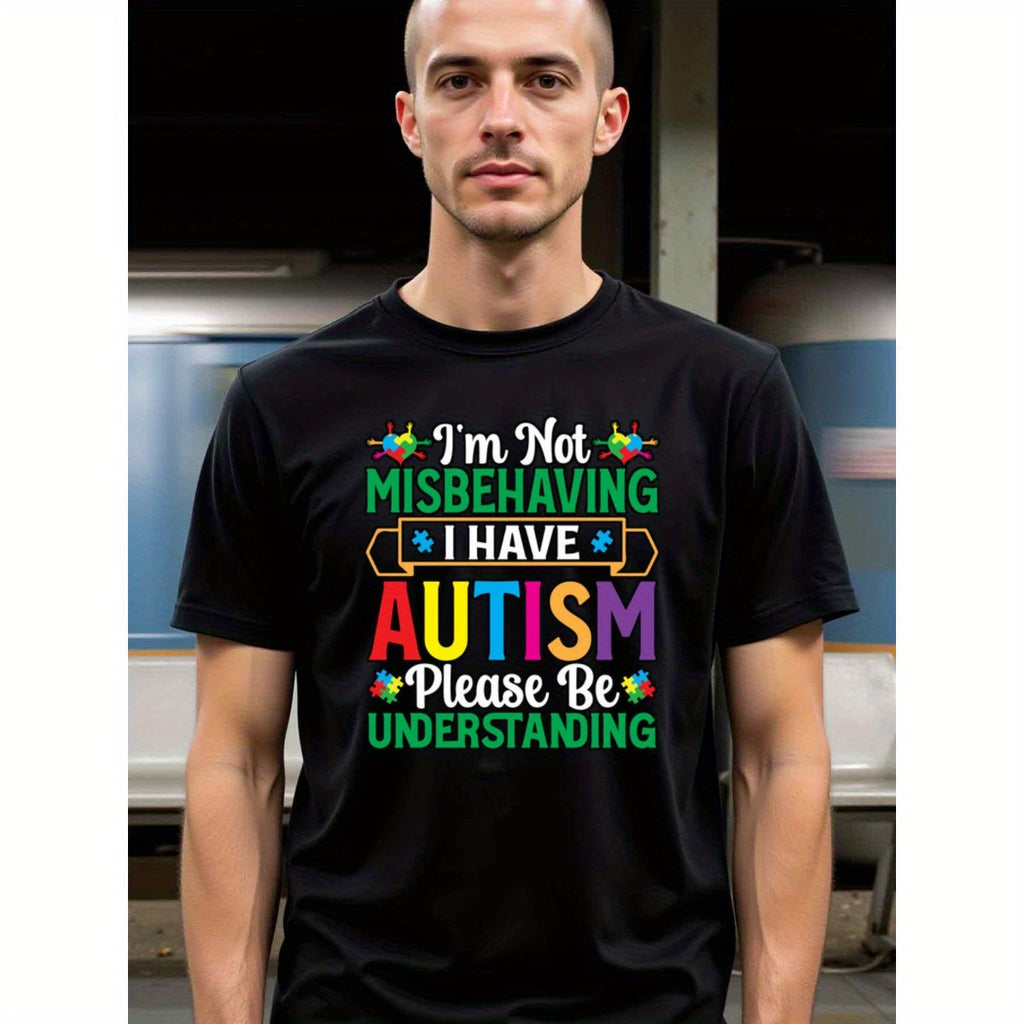 natee local warehouse clearance Autism Awareness: I'm Not Misbehaving, I Have Autism - Please Be Understanding, 100% Cotton Fabric,Crew Neck,Short Sleeve,Regular Fit,All-season casual wear for man and teens-perfect for running, hiking, the beach, and part