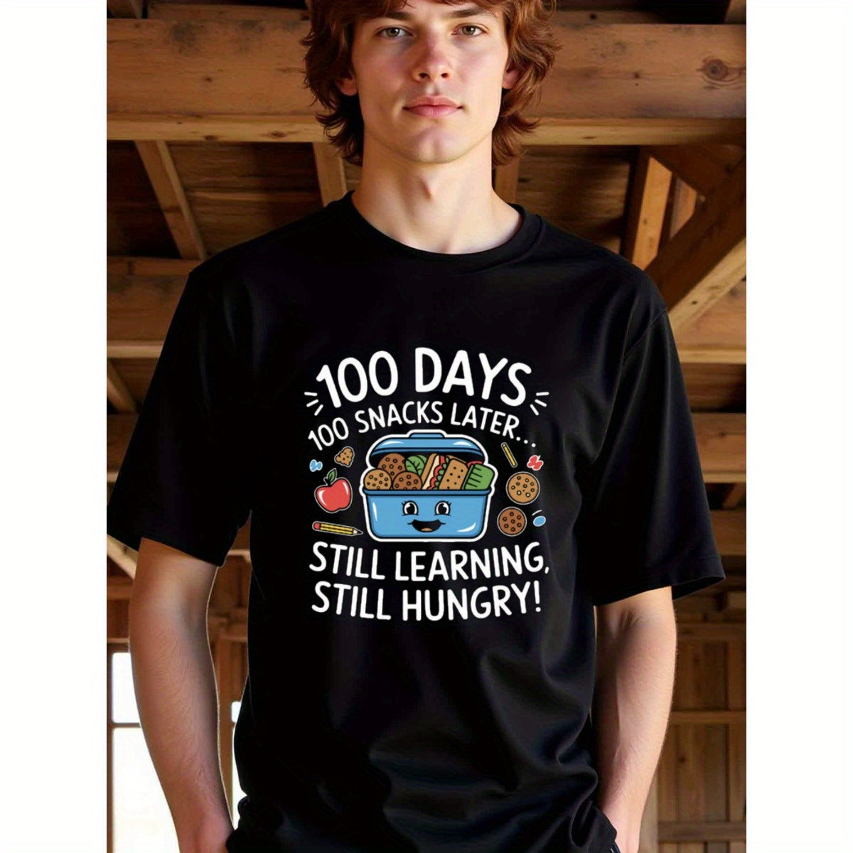 natee local warehouse clearance 100 Days, 100 Snacks: Still Learning, Still Hungry T-shirt, ,