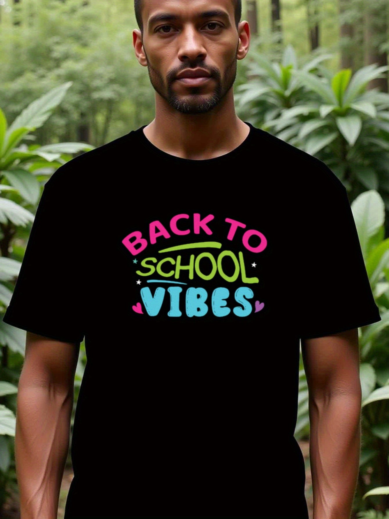 natee local warehouse clearance Back to School Vibes - Colorful Graphic T-shirt, 100% Cotton Fabric,Crew Neck,Short Sleeve,Regular Fit,All-season casual wear for man and teens-perfect for running, hiking, the beach, and parties Christian festival Thanksgi