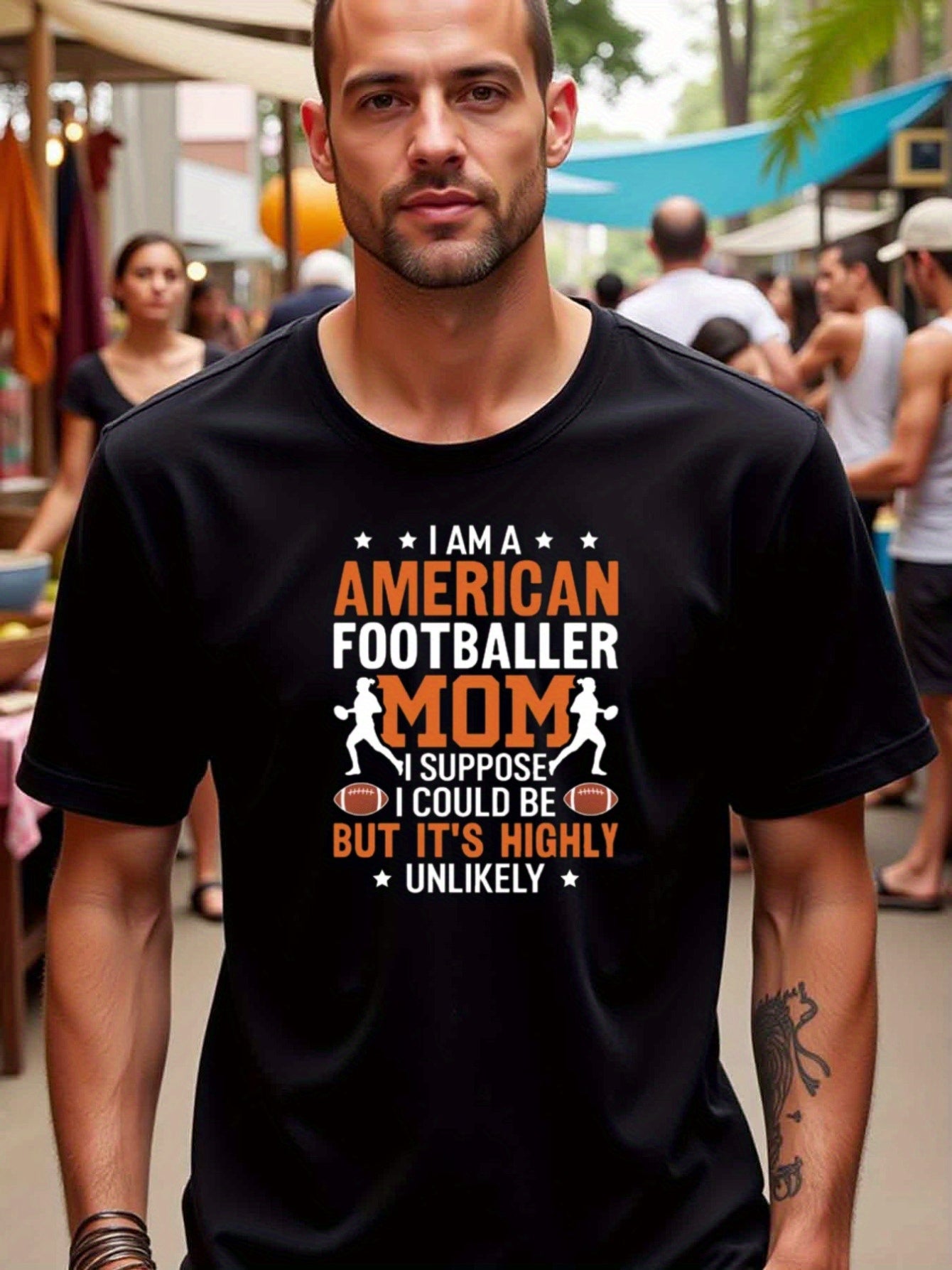 natee local warehouse clearance American Football Mom T-shirt: Proudly Support Your Player!, man's T-Shirt,100% Cotton Fabric,Crew Neck,Short Sleeve,Regular Fit,All-Season Casual Wear,180gsm-Ideal For Summer Holiday Gift,