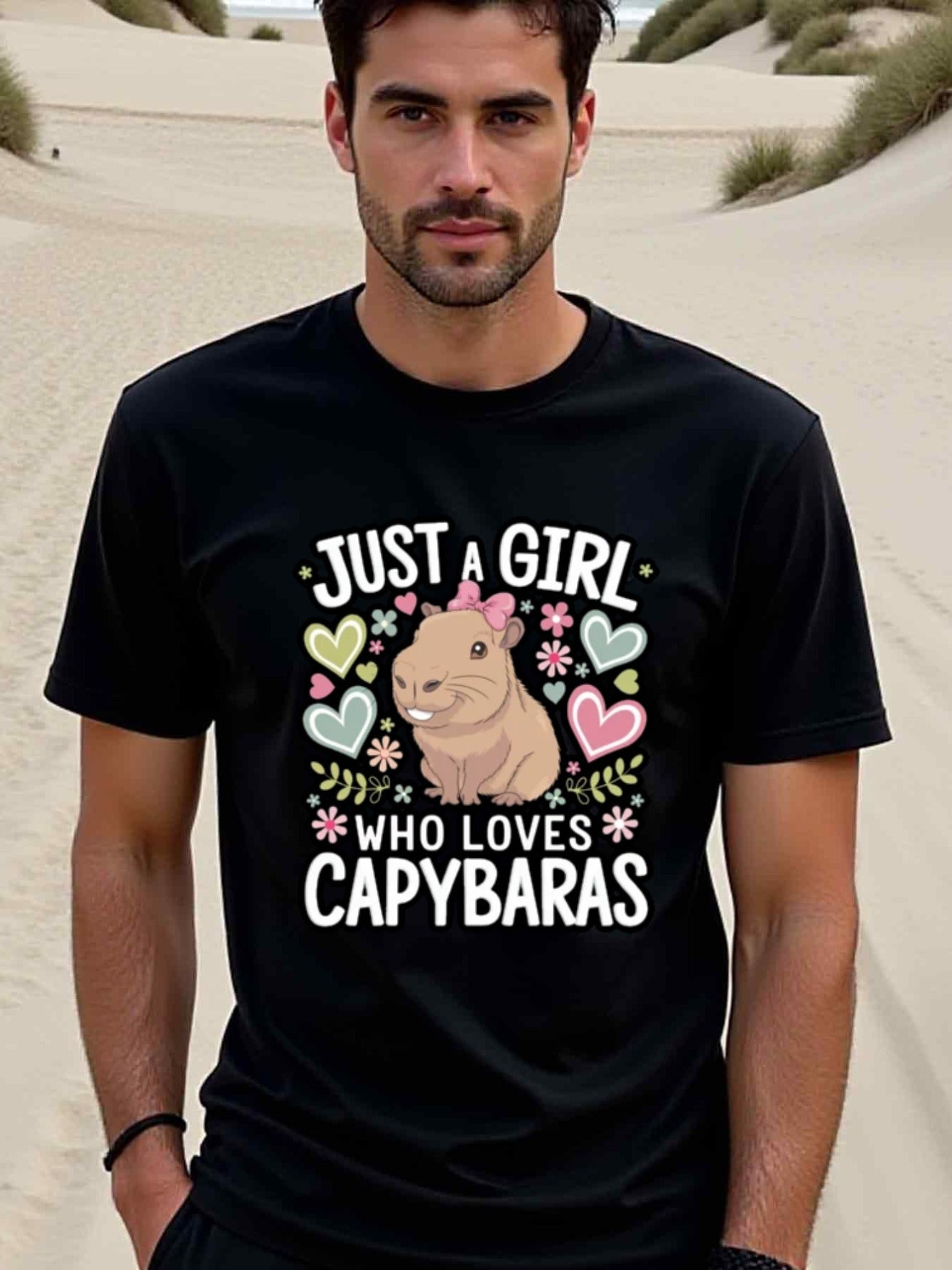 natee local warehouse clearance Adorable Capybara Lover's T-shirt - Just a Girl Who Loves Capybaras, 男t, 男t