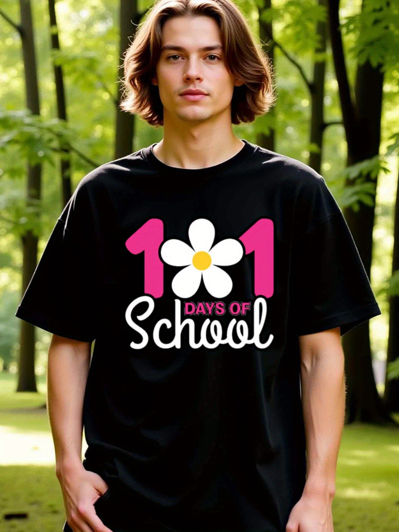 natee local warehouse clearance 101 Days of School - Celebrate Milestone with Style!, 100% Cotton Fabric,Crew Neck,Short Sleeve,Regular Fit,All-season casual wear for man and teens-perfect for running, hiking, the beach, and parties Christian festival Tha