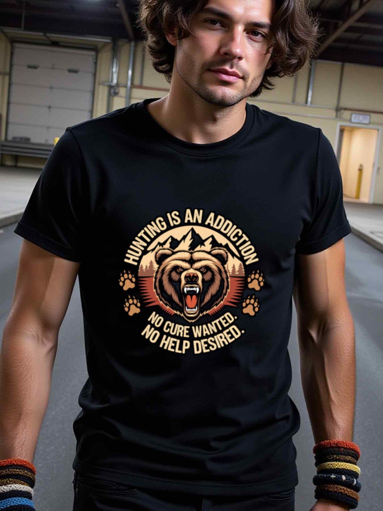 natee local warehouse clearance Addicted to Hunting: No Cure Wanted, No Help Desired T-shirt, man's T-Shirt,100% Cotton Fabric,Crew Neck,Short Sleeve,Regular Fit,All-Season Casual Wear,180gsm-Ideal for All Saints' Day Thanksgiving Day, 男t
