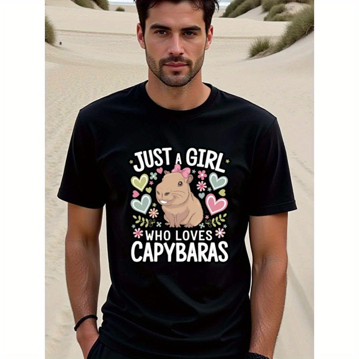 natee local warehouse clearance Adorable Capybara Lover's T-shirt - Just a Girl Who Loves Capybaras, 男t, 男t