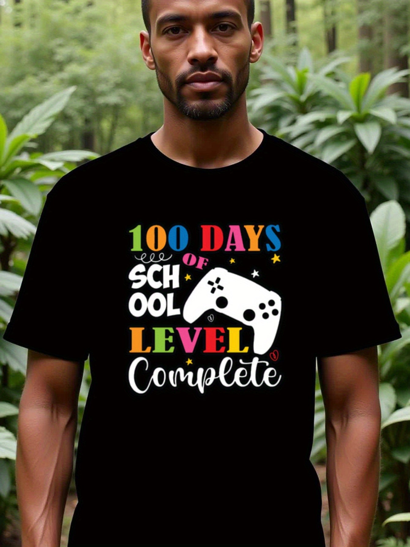 natee local warehouse clearance 100 Days of School Level Complete Gamer T-shirt, 男t