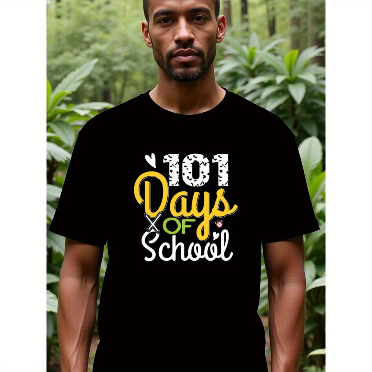natee local warehouse clearance 101 Days of School - Celebrate Milestone with Style!, 100% Cotton Fabric,Crew Neck,Regular Fit,Weekend Casual Wear,180gsm Family Friends Christian festival Thanksgiving Day, 男t