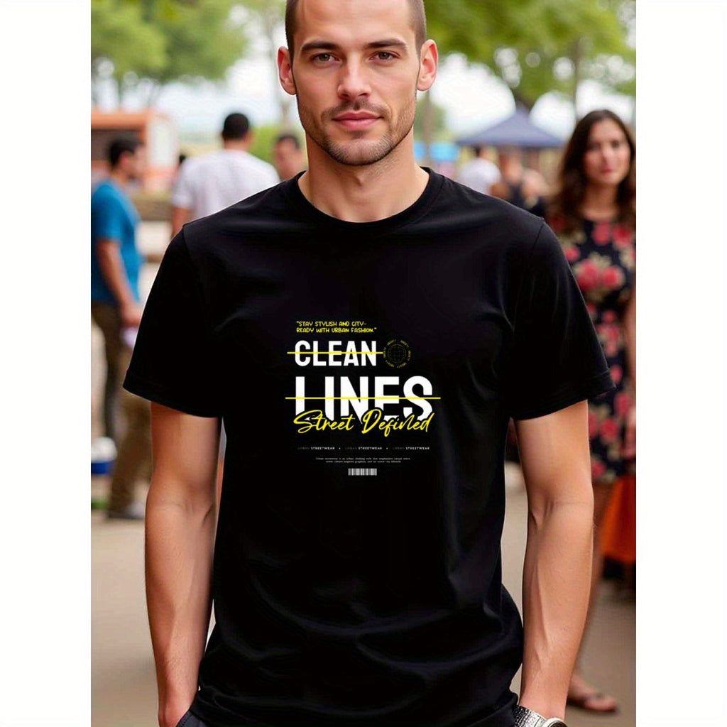 natee local warehouse clearance Urban Fashion Streetwear: Clean Lines Defined T-shirt, man's T-Shirt,100% Cotton Fabric,Crew Neck,Short Sleeve,Regular Fit,All-Season Casual Wear,180gsm-Ideal For Summer Holiday Gift,