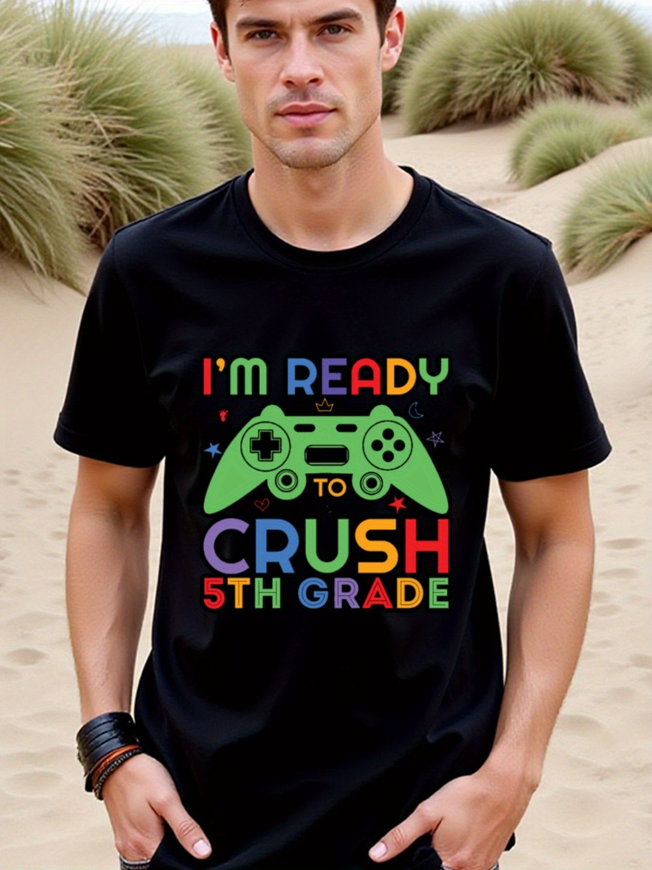 natee local warehouse clearance Back-to-school Gamer: Crush 5th Grade T-shirt, man's T-Shirt,100% Cotton Fabric,Crew Neck,Short Sleeve,Regular Fit,All-Season Casual Wear,180gsm-Ideal for Valentines Christian festival Thanksgiving Day, 男t