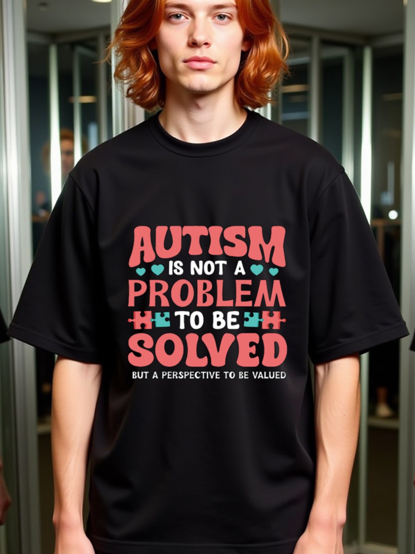 natee local warehouse clearance Autism Awareness: a Perspective to Be Valued T-shirt, man's T-Shirt,100% Cotton Fabric,Crew Neck,Short Sleeve,Regular Fit,All-Season Casual Wear,180gsm-Ideal for Valentines Christian festival Thanksgiving Day,