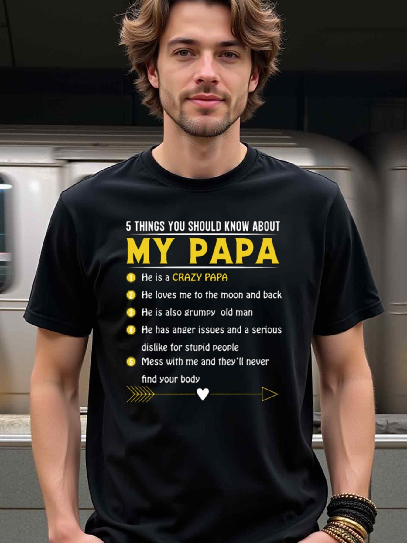 natee local warehouse clearance 5 Things You Should Know About My Papa - Funny Father's Day T-shirt, 100% Cotton Fabric,Crew Neck,Regular Fit,Weekend Casual Wear,180gsm Family Friends Christian festival Thanksgiving Day, 男t