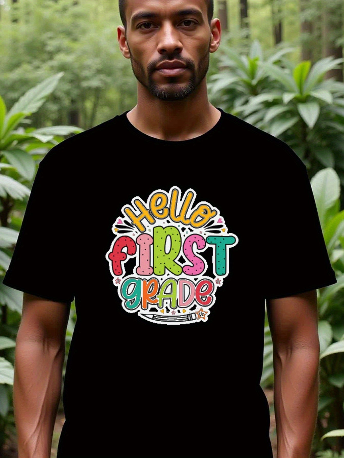 natee local warehouse clearance Back to School Hello First Grade Graphic Tee, 男t, 男t