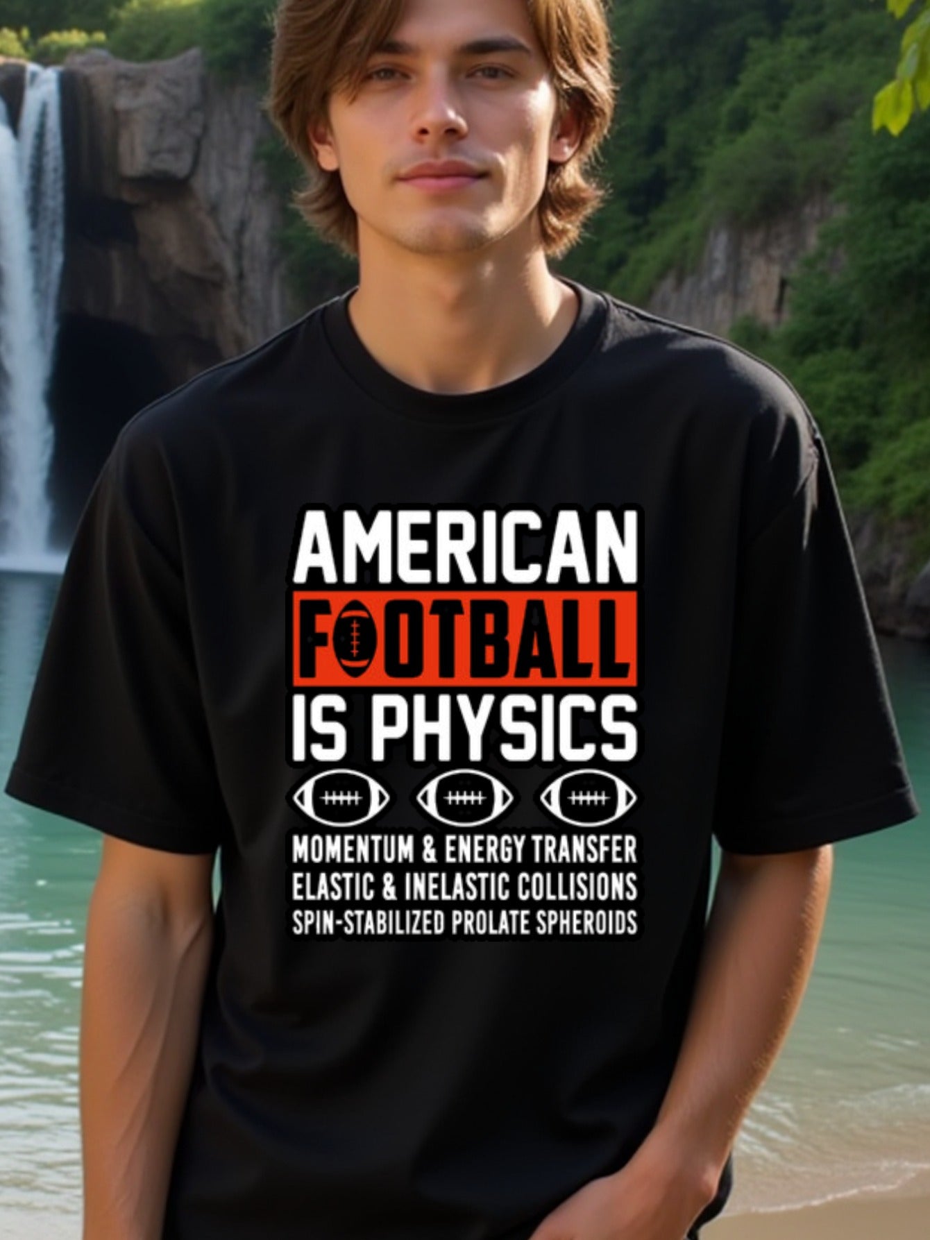 natee local warehouse clearance American Football Physics: Science of the Gridiron, man's T-Shirt,100% Cotton Fabric,Crew Neck,Short Sleeve,Regular Fit,All-Season Casual Wear,180gsm-Ideal for Valentines Christian festival Thanksgiving Day, 男t