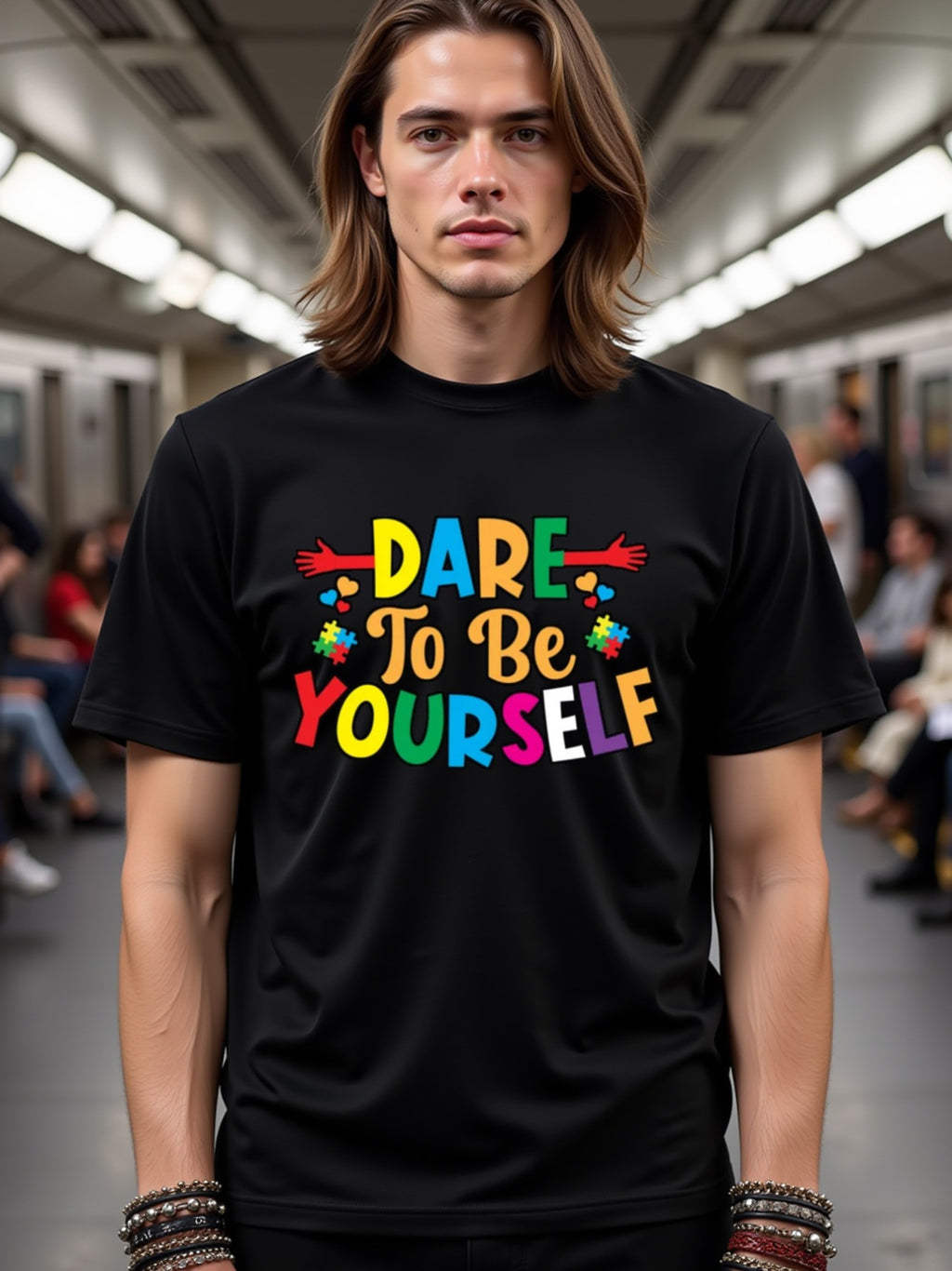 natee local warehouse clearance Autism Awareness: Dare to Be Yourself T-shirt, 100% Cotton Fabric,Crew Neck,Short Sleeve,Regular Fit,All-season casual wear for man and teens-perfect for running, hiking, the beach, and parties Christian festival Thanksgivi
