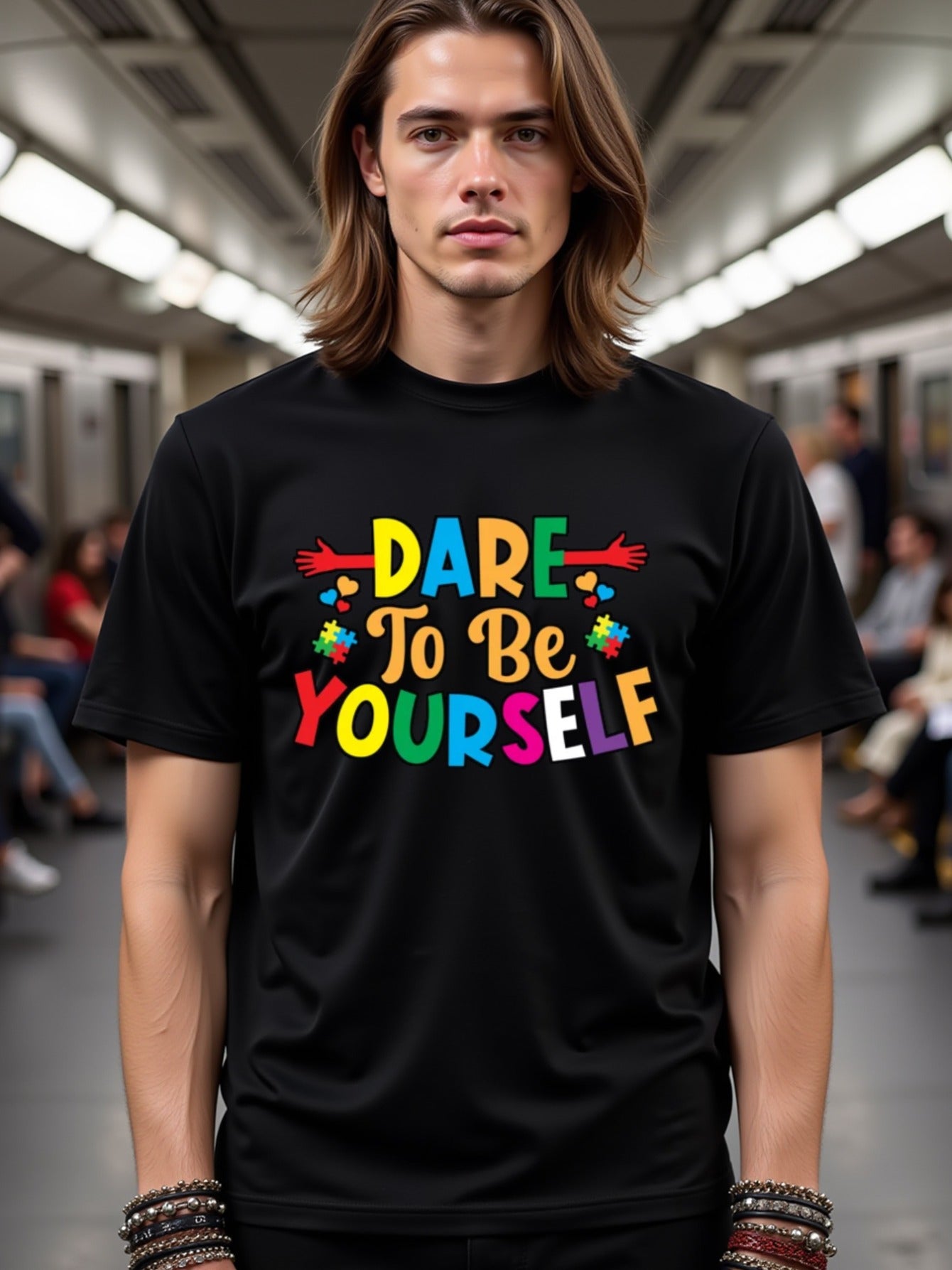 natee local warehouse clearance Autism Awareness: Dare to Be Yourself T-shirt, 100% Cotton Fabric,Crew Neck,Short Sleeve,Regular Fit,All-season casual wear for man and teens-perfect for running, hiking, the beach, and parties Christian festival Thanksgivi