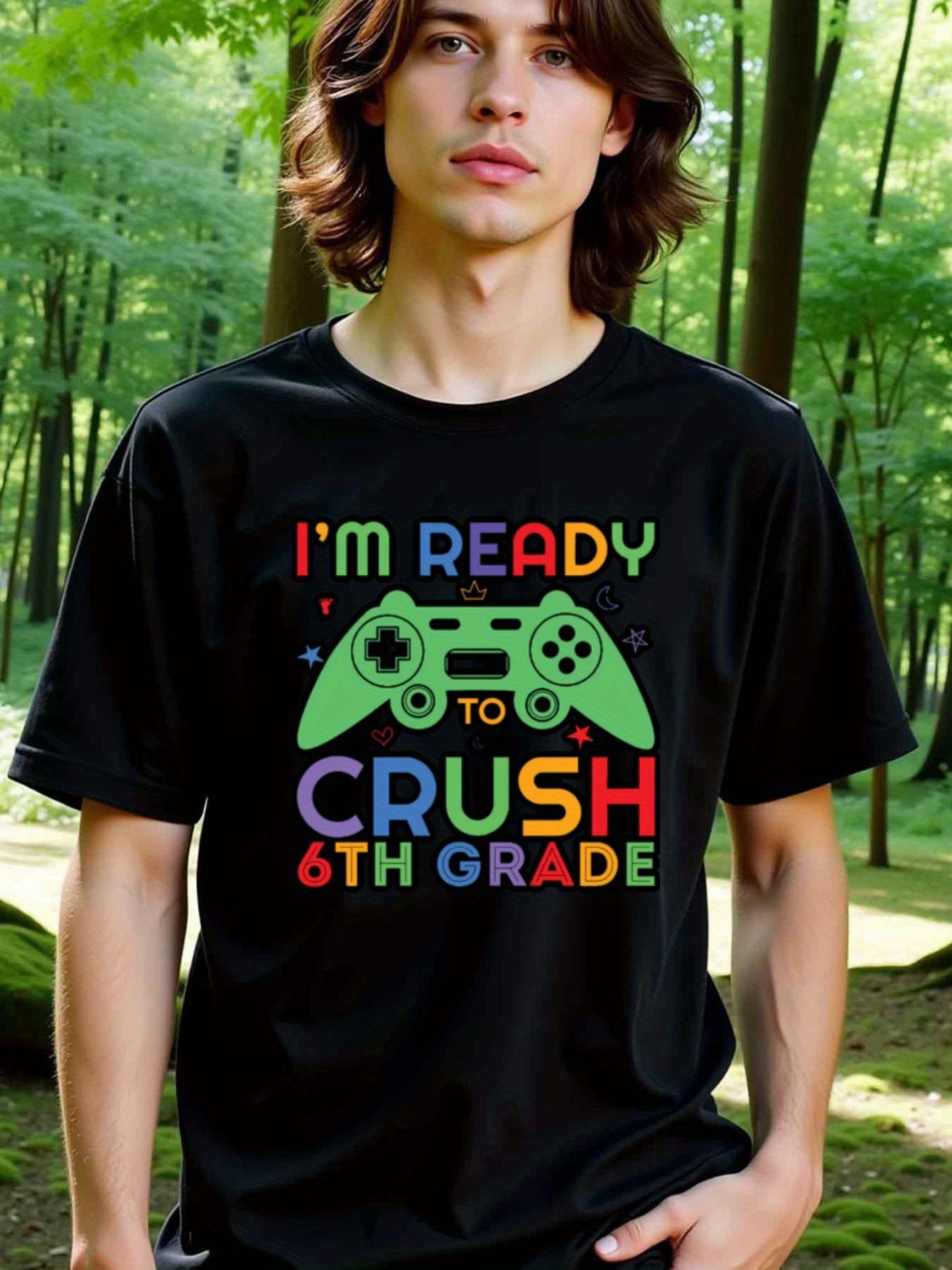 natee local warehouse clearance Back-to-school Gamer: Crush 6th Grade T-shirt, 100% Cotton Fabric,Crew Neck,Short Sleeve,Regular Fit,All-season casual wear for man and teens-perfect for running, hiking, the beach, and parties Christian festival Thanksgivi