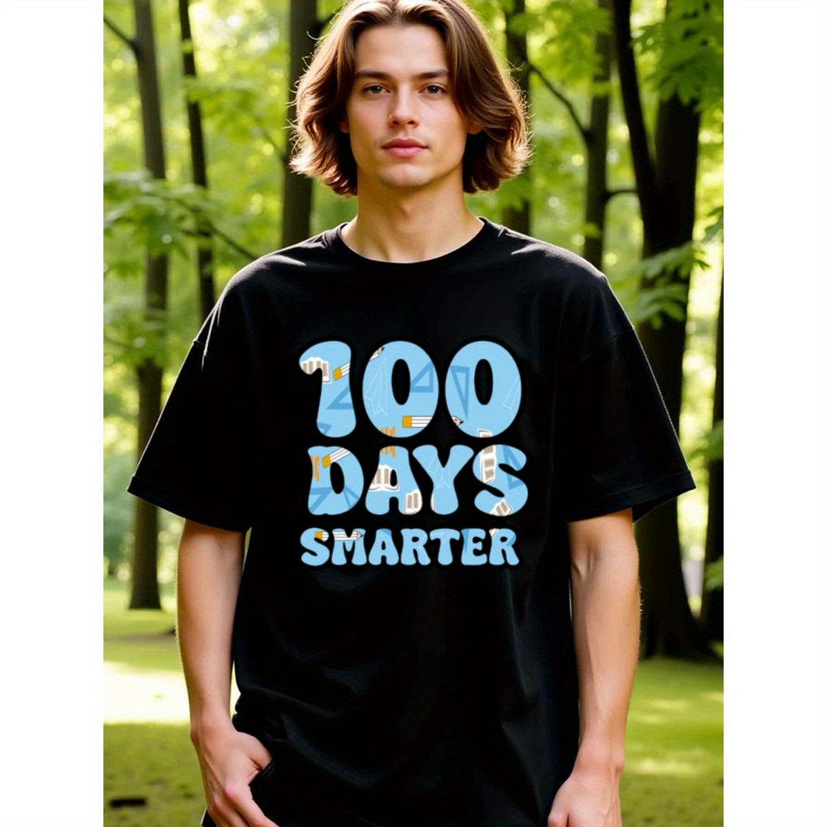 natee local warehouse clearance 100 Days Smarter: Celebrate Learning Milestone T-shirt, 男t
