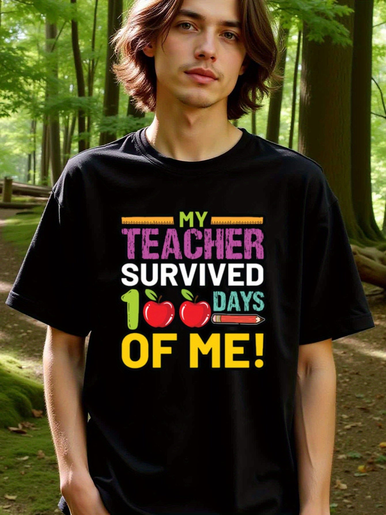 natee local warehouse clearance 100 Days of Me: Teacher Survival Shirt, 100% Cotton Fabric,Crew Neck,Short Sleeve,Regular Fit,All-season casual wear for man and teens-perfect for running, hiking, the beach, and parties Christian festival Thanksgiving Day,